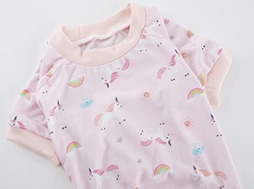 Pink Unicorn Rainbow Cat Pajamas Clothes PJS Shirt for Pets Small,Back Length 12"