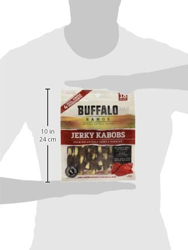 Rawhide Dog Treats - Healthy, Grass-Fed Buffalo Jerky Raw Hide Chews - Hickory Smoked Flavor - Jerky Kabob, 18 Count