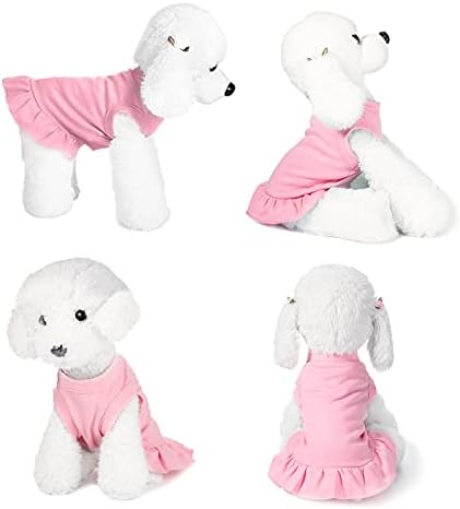 Weewooday 6 Pieces Dog Dresses Shirt Skirt Dog Sleeveless Dress Breathable Pet Shirts with Ruffles Pet Sundress Outfits for and Cats(L Size)