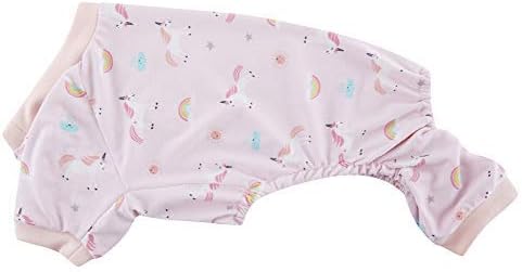 Pink Unicorn Rainbow Cat Pajamas Clothes PJS Shirt for Pets Small,Back Length 12"