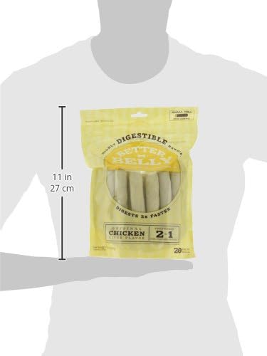Better Belly Originals Natural Chicken Liver Flavor Small Rolls Highly Digestible Rawhide Dog Chew, 20 Count