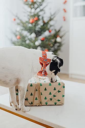Unique style paws Christmas Dog Collar with Bow, Puppy Collar Pet Gift Adjustable Dog Collar Soft and Comfy Bowtie Collars for X-Large Girl or Boy Dogs