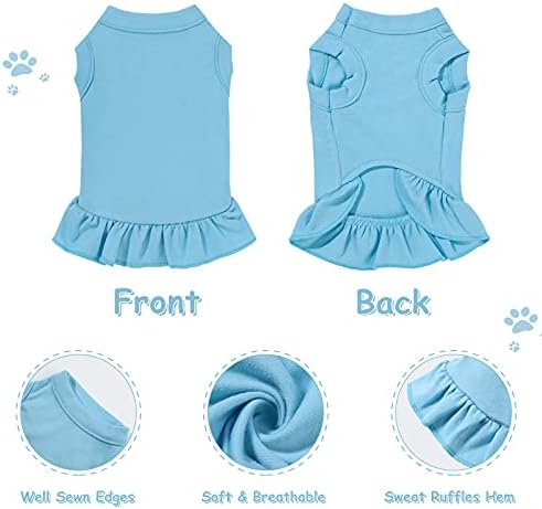 Weewooday 6 Pieces Dog Dresses Shirt Skirt Dog Sleeveless Dress Breathable Pet Shirts with Ruffles Pet Sundress Outfits for and Cats(L Size)