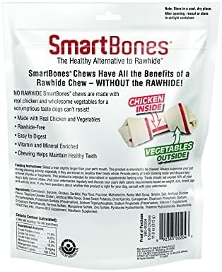 SmartBones Small Chews, Chicken, Treat Your Dog to a Rawhide-Free Chew Made with Real Meat and Vegetables, 6 Count