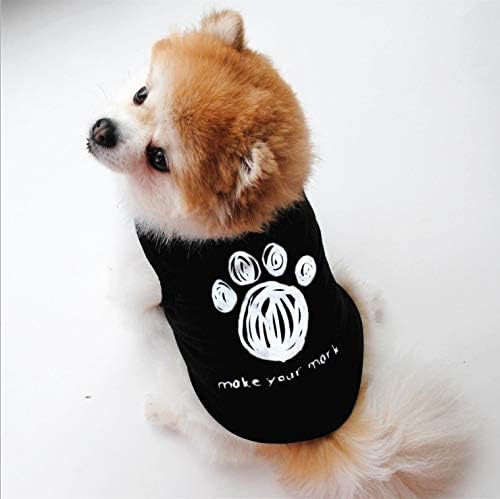 6 Pack Dog Clothes for Small Dogs Boy and Girl, Soft and Breathable Puppy Kitten Dog Shirts with Letters for Pet Dogs Cats, Black Dog T-Shirts Apparel Sleeveless Vests for Chihuahua Yorkies