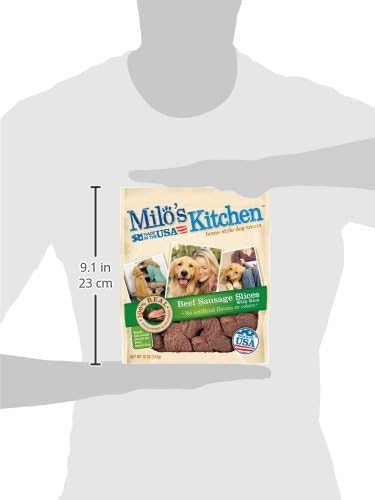 Milo's Kitchen Homestyle Dog Treats, Beef Sausage Slices, 10 Ounce, High Protein, No Artifical Flavors