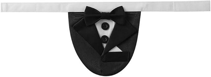 Tuxedo Dog Collar for Wedding Engagement and Birthday, Formal Dog Bandana Collar Costume with Bow Tie and Adjustable Buckle,Suitable for Small Medium Large Dog. (Black 2, L)