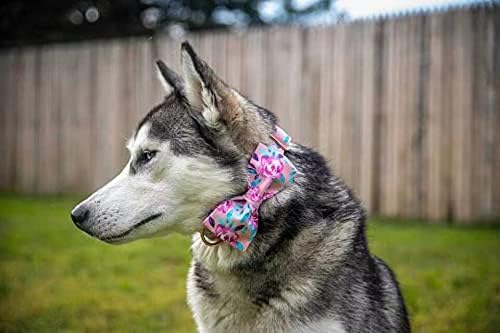 Lionheart glory Floral Rose Print Dog Collar Adjustable Soft Dog Collar with Bowtie, Girl Pet Collars for X-Small Small Medium Large Dogs