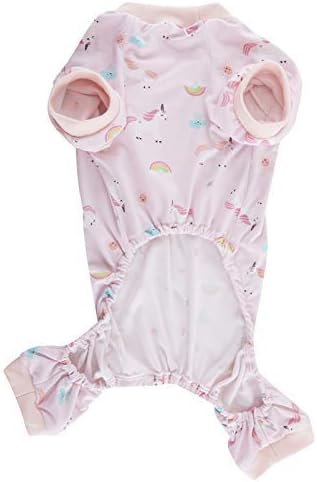 Pink Unicorn Rainbow Cat Pajamas Clothes PJS Shirt for Pets Small,Back Length 12"