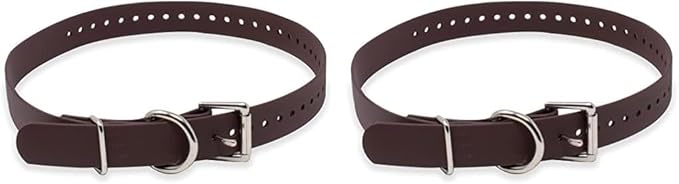 Educator Biothane Dog Collar, Waterproof, Odorproof, Metal Buckle and D Ring, Adjustable for Custom Fit, Cool and Comfortable, for Small, Medium, or Large Dogs, 1-Inch, Brown (Pack of 2)