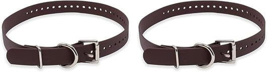 Educator Biothane Dog Collar, Waterproof, Odorproof, Metal Buckle and D Ring, Adjustable for Custom Fit, Cool and Comfortable, for Small, Medium, or Large Dogs, 1-Inch, Brown (Pack of 2)