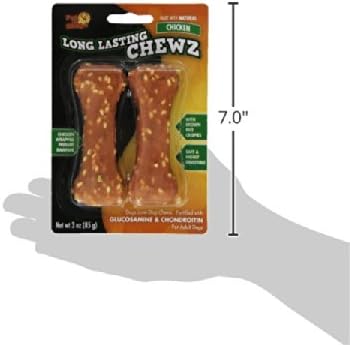 Pet 'n Shape Long Lasting Chewz Dog Treats - Chicken Wrapped Rawhide 6 Bones 4 Inch Long