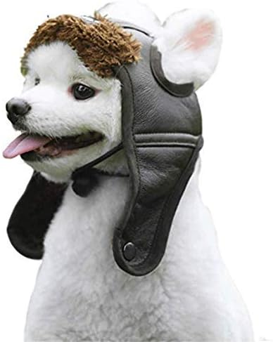 Leconpet Dog Aviator Hat, Dog Winter Pilot Hat with Ear Flaps for Cold Weather (S, Black)