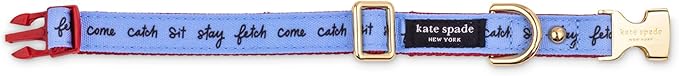 kate spade new york Cute Dog Collar with Gold Metal Details & Plastic Buckle, 10.5"-13.5" Adjustable Dog Collar for Female or Male Dogs, Small to Medium Dogs, Raining Cats & Dogs