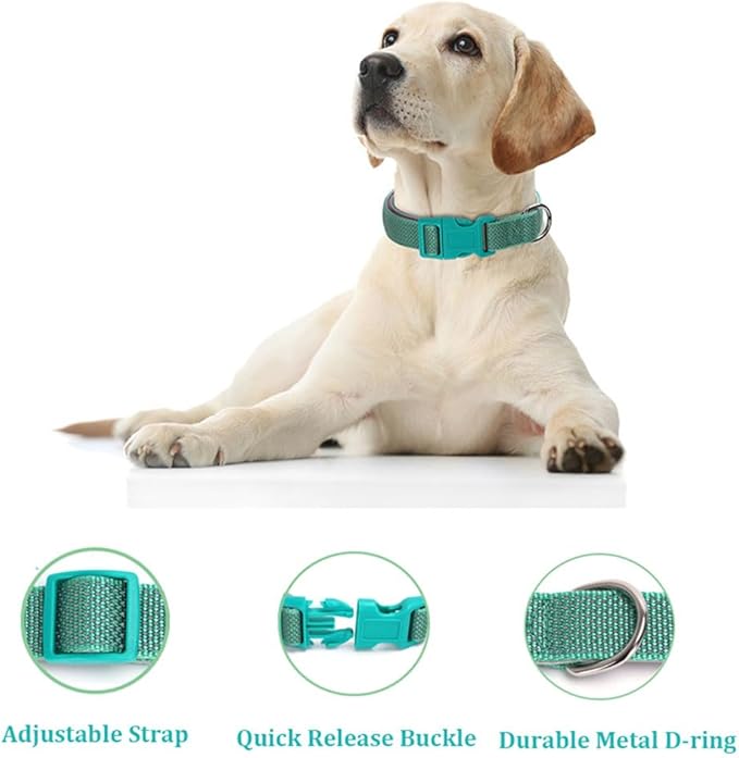 Reflective Dog Collar, Sturdy Nylon Collars with Quick Release Buckle, Adjustable Dog Collar for Puppy and Small Medium Large Girl and Boy Dogs (Hot Pink, Small)