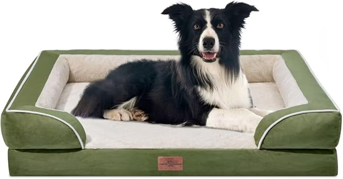 Comfort Expression Waterproof Dog Beds for Large Dogs, Orthopedic Large Breed Dog Beds, Comfy Pet Bed Sofa with Washable Removable Cover & Non-Slip Bottom(Light Green)