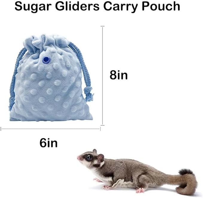 3+1 Sugar Gliders Harness Leash Set with Carrier Carry Carrying Bag Pounch Training Walking Gear Traction Rope Strap Small Animal Leash for Hamster Lizards Dragon Squirrels Rats