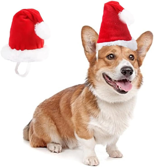 ANIAC Adjustable 3D Christmas Hat for Small Dog Cats Holiday Pet Accessories Decoration Puppy Christmas Outfit Dog Christmas Costume Headband Cat Santa Hat (Red Hat, Small)