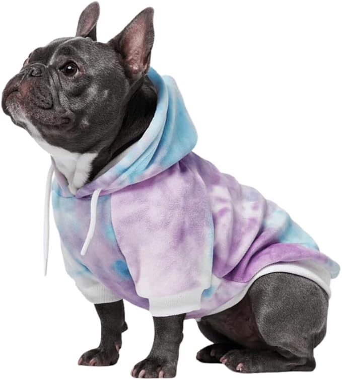 Spark Paws Dog Hoodie - Premium Quality, Buttery Soft, Superior Comfort and Fit, Calming Fleece Interior, Suitable for All Breeds - 90s Retro Sky Dye - L