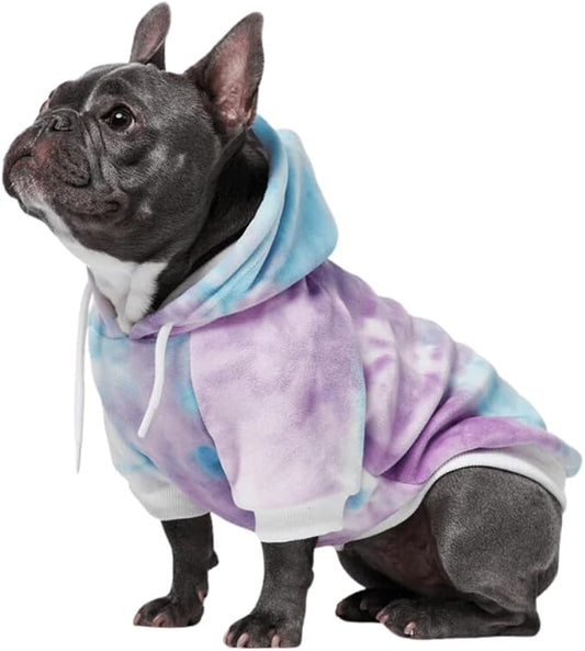 Spark Paws Dog Hoodie - Premium Quality, Buttery Soft, Superior Comfort and Fit, Calming Fleece Interior, Suitable for All Breeds - 90s Retro Sky Dye - L