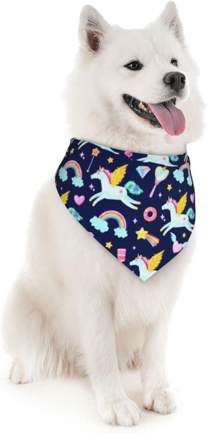 Unicorn Rainbow Stars Dog Bandana Scarf Triangle Bibs Pet Accessories Cat Kerchief