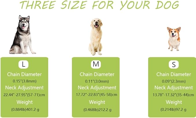 Prong Pinch Collar for Dogs with Quick Release Buckle, Adjustable Training Collar for Small Medium Large Dogs, Helps Prevent Dog from Pulling (3.8mm, Neck Size 22.44"-27.95"), Silver