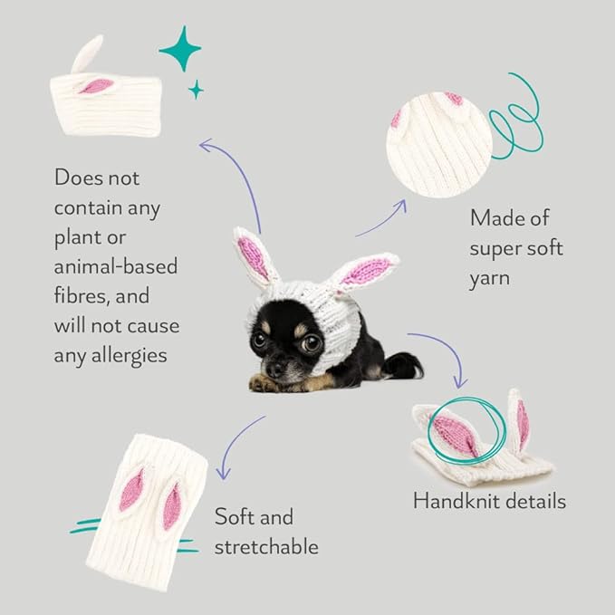 Zoo Snoods Bunny Costume - Knit Easter Dog Snood Ear Wrap for Pets, Warm Neck Cover for Halloween and Winter (Large)