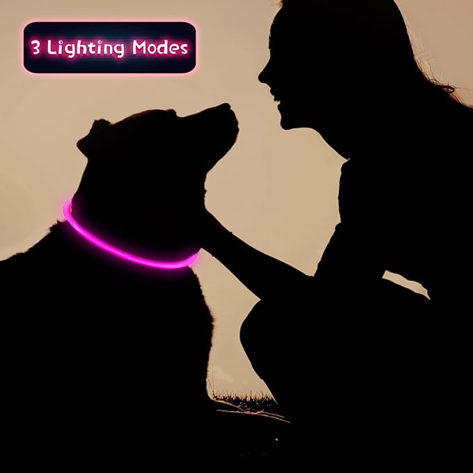 Weewooday 3 Pcs Dog Collar LED USB Rechargeable Lights Dog Necklace Collars Doggy Lights for Night Walking Adjustable Safety Lamp Pet Collars for Large Medium Small Puppy Pet(3 Colors,Classic Style)