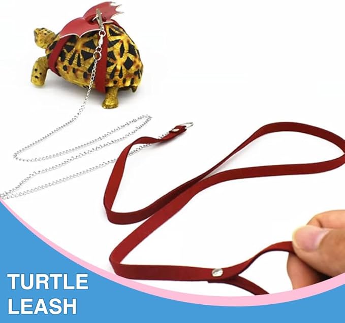 Turtle Harness and Leash with Wings- Harness Strap Chest Collar Adjustable Rope Walking for Turtle Reptile(Red S