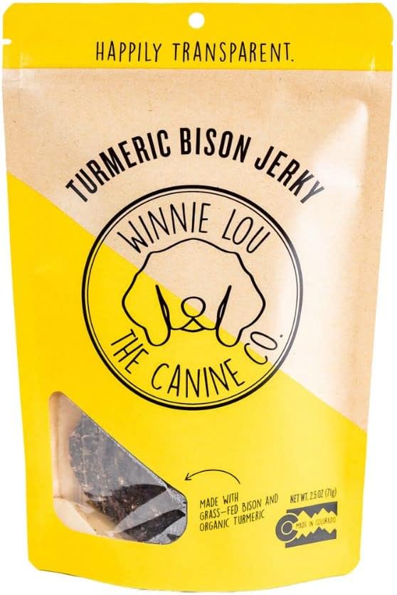 Winnie Lou - The Canine Co, Dog Treat Jerky Turmeric Bison, 2.5 Ounce