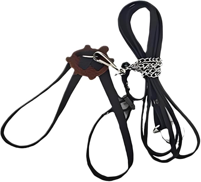 Tortoise Leash, Adjustable Control Rope Turtle Leash and Harness Pet Walking Rope for Small Medium and Large Turtle Pets Outdoor Walking Training Supplies,Black S