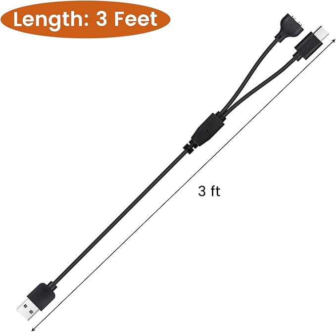 Dog Shock Collar Charger Cord for Jugbow DT-61 Dog Training Collar, 2-in-1 USB C and Magnetic Bark Collar Charging Cable for Dogs