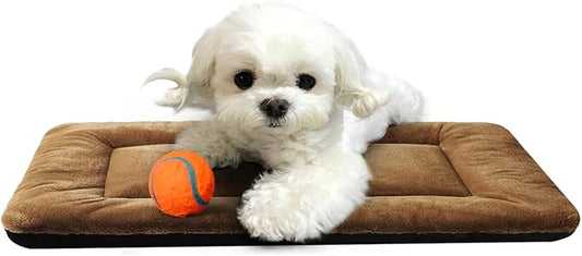 Extra Small Dog Bed & Pad for Metal Crates, Ultra Soft Washable & Anti-Slip Kennel Mat, Cozy Sleeping Mat, Brown 22inch