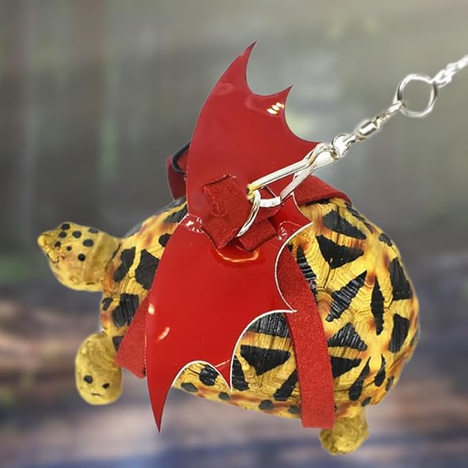 Turtle Harness and Leash with Wings- Harness Strap Chest Collar Adjustable Rope Walking for Turtle Reptile(Red L