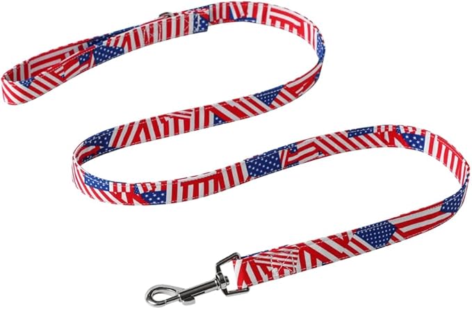 American Flag Dog Leash - Premium Nylon, Durable & Comfortable, 360° Rotating Metal Clip, Anti-Tangle Design, Ideal for Small to Medium Dogs (Leash S)