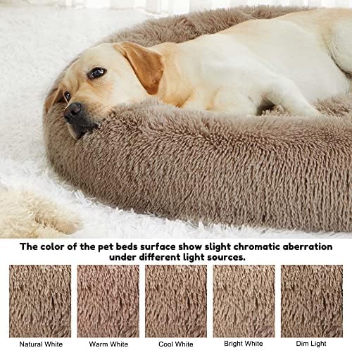 WESTERN HOME WH Western Home Faux Fur Dog & Cat Bed, Original Calming Donut Cuddler, 36" Brown, Round, Self-Warming, Non Skid Bottom, 8" Thick, 36" X 36" Inch, Machine Washable