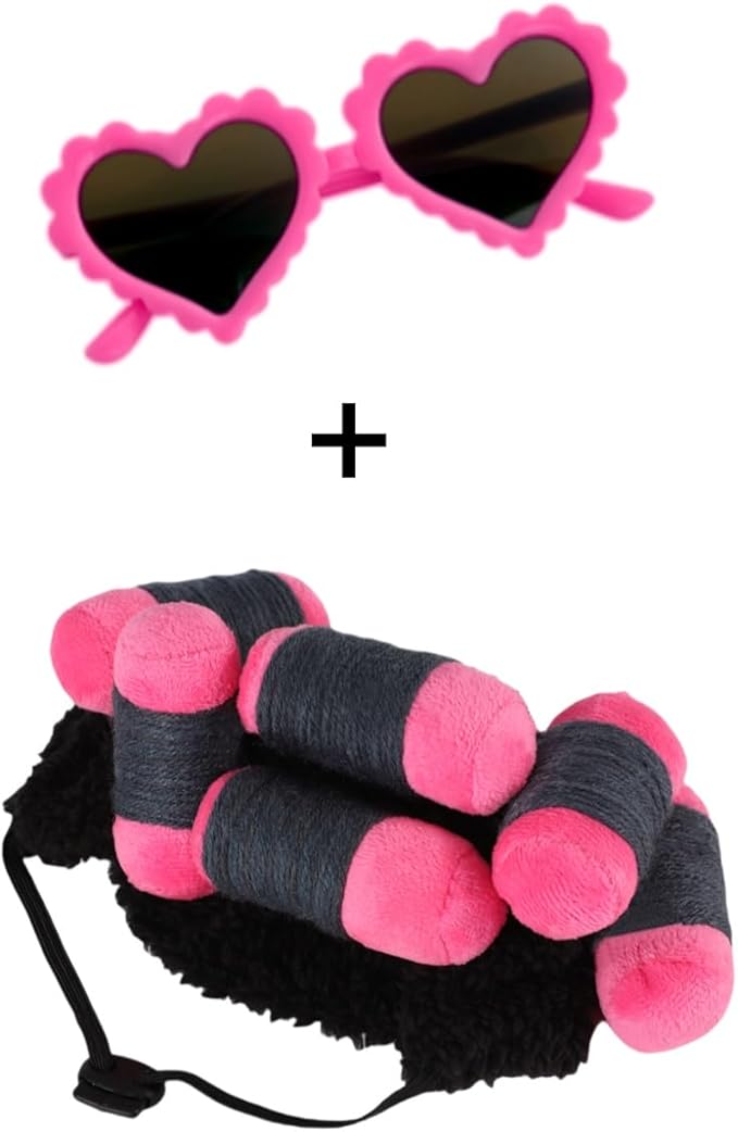 Funny Dog Curler Wig Costume & Glasses - Adjustable, Soft & Warm Pet Wig for Small, Medium & Large Dogs & Cats - Perfect for Halloween, Christmas & Parties (Fits Pet Head Circumference 6-27 Inch)