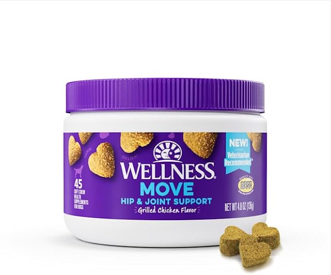 Wellness Grilled Chicken Flavored Soft Chews Hip & Joint Health Supplements for Dogs, 45 Count
