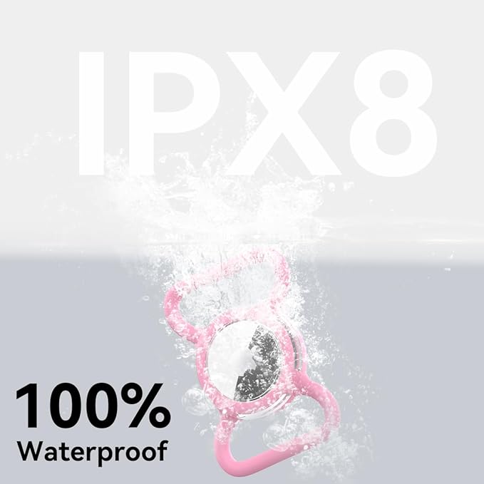 Waterproof Airtag Holder for Dog Collar, Soft Full-Body Protective Airtag Holder for Dog & Cat Collars, Ultra-Durable, Easy Installation, Lightweight Clear Airtag Case (Pink, Large)