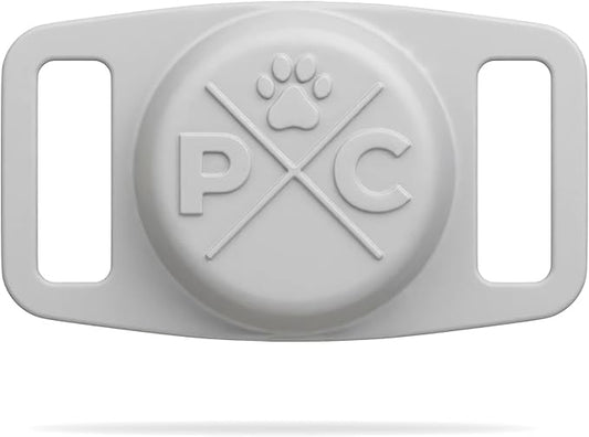 Pup Culture Airtag Dog Collar Holder - Protective Airtag Case for Dog Collar - Airtag Loop for GPS Dog Tracker - Dog Trackers for Apple iPhone - Airtag Pet - Dog Airtag Holder, Grey