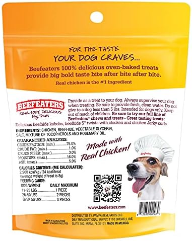 Beefeaters Beefhide 5in Twist with Real Chicken, 36oz – Protein-Rich Dog Treats for Clean Teeth, Ideal for Training & All Dog Sizes