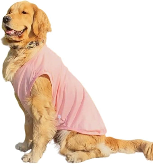 ANIAC Pink Dog Shirt for Large Dog Girl Boy Solid Cotton Dogs T-Shirt Summer Basic Tank Top Breathable Sleeveless Doggy Vest Cooling Pet Clothes for Labrador Golden Retriever 66-82 LB (Pink1, 7XL)