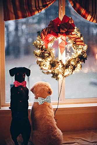 Elegant little tail Christmas Dog Collar, Pet Collar Soft with Comfy Bowtie Dog Collar Holiday Adjustable Pet Gift Collars for Small Medium Large Dogs