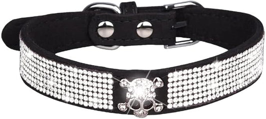 Cute Dog Collar with Bling Rhinestone, Fancy Crystal Diamond Glitter Pretty Jewel Soft Cat Collars for Small Medium Large Breed Dogs Girl Female Pet Puppy Kitten Terrier (M, Black6)