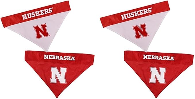 Pets First Collegiate Pet Accessories, Reversible Bandana, Nebraska Cornhuskers, Small/Medium (Pack of 2)