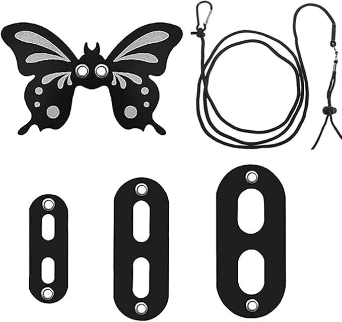 Bearded Dragon Harness Leash Set Adjustable 3PC Leather Vest Butterfly Wings Harness Lizard Outdoor Walking Control Rope for Iguana Gecko Chameleon Hamster Ferret (Black)