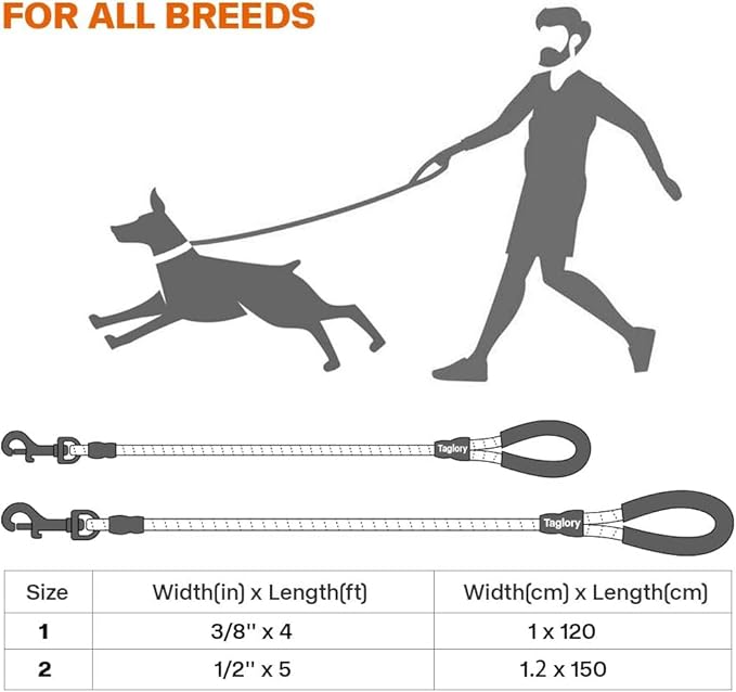 Taglory Rope Dog Leash 5 FT with Comfortable Padded Handle, Highly Reflective Threads Leash for Medium Large Dogs, 1/2 inch, Pink