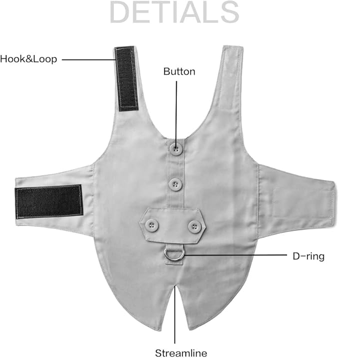 Tuxedo Dog Collar for Wedding Engagement and Birthday, Formal Dog Bandana Collar Costume with Bow Tie and Adjustable Buckle,Suitable for Small Medium Large Dog. (Gray, S)