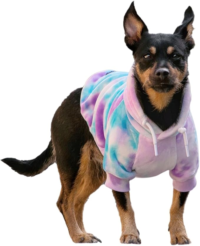 Spark Paws Dog Hoodie - Premium Quality, Buttery Soft, Superior Comfort and Fit, Calming Fleece Interior, Suitable for All Breeds - 90s Retro Sky Dye - M