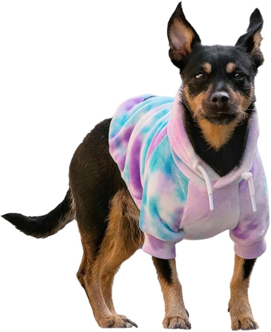 Spark Paws Dog Hoodie - Premium Quality, Buttery Soft, Superior Comfort and Fit, Calming Fleece Interior, Suitable for All Breeds - 90s Retro Sky Dye - M